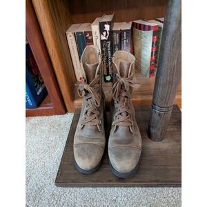 Sorel Major Carly Ankle Boot Side Zip Lace Up Women 7.5 Nutmeg/Flax NL2157-260